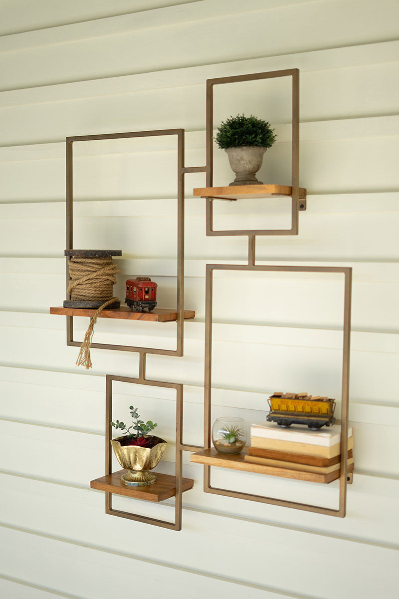 Iron & wood wall unit with 4 shelves By Kalalou-2