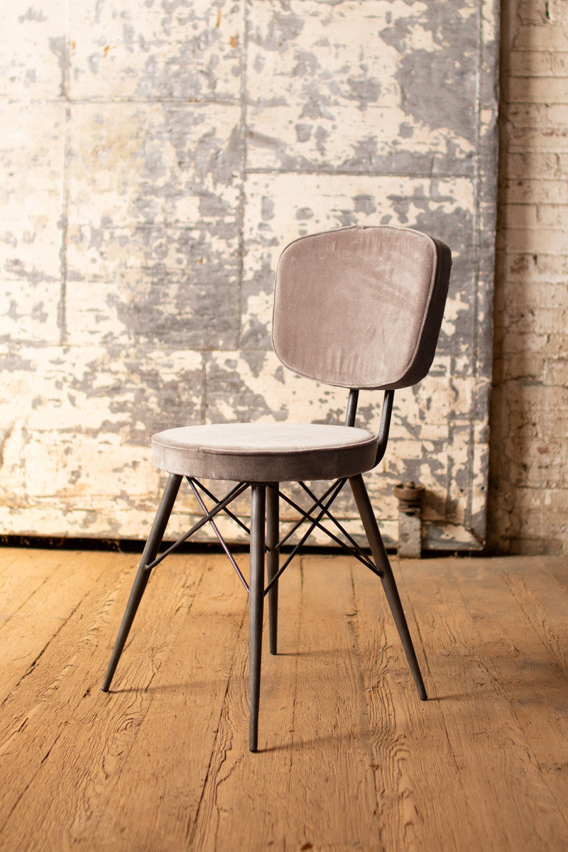 Kalalou Velvet Dining Chair With Iron Frame | Modishstore | Dining Chairs - 2