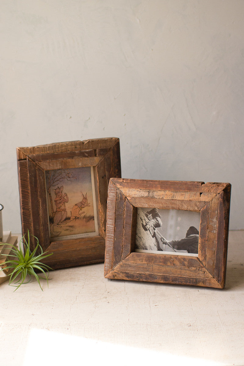 Recycled Wooden Photo Frames Set Of 2 By Kalalou | Modishstore | Frames