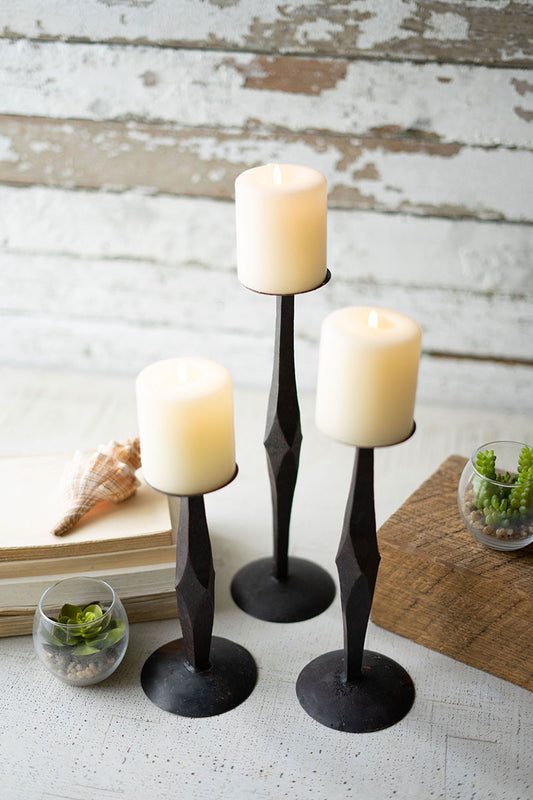 Hand Forged Iron Candle Stands Set Of 6 By Kalalou | Modishstore | Candle Holders