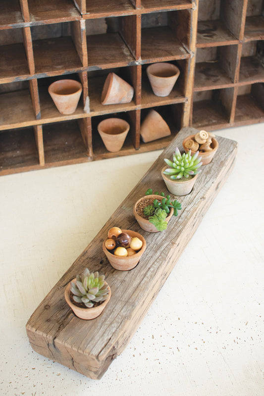 Recycled Wooden Base With Five Clay Succulent Holders By Kalalou | Planters |  Modishstore 