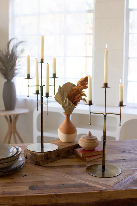 Antique Brass Table Top Candelabra With Five Candle Holders | Candle Holders |  Modishstore 