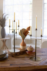 Antique Brass Table Top Candelabra With Five Candle Holders