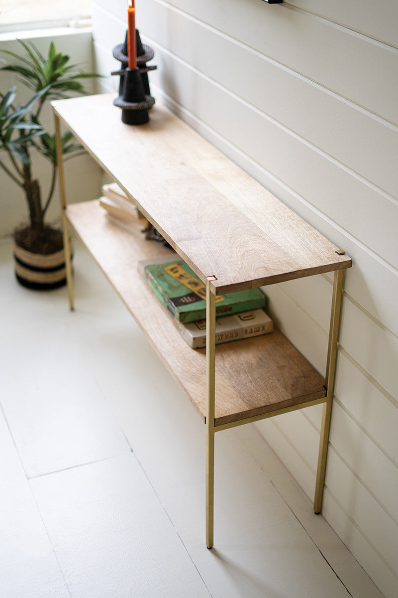 Iron Console Table With Mango Wood Shelves By Kalalou-2