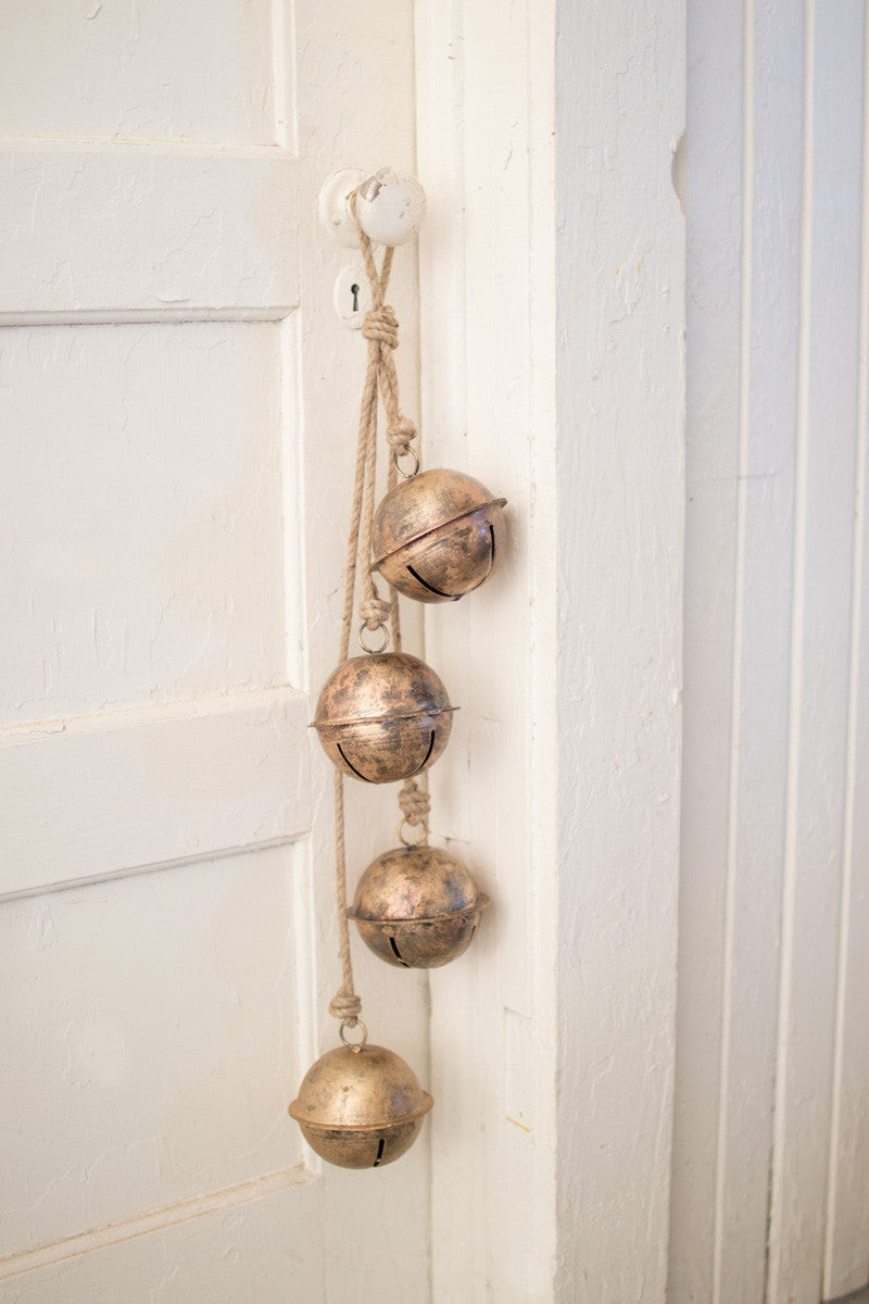 String Of Brass Finish Bells By Kalalou | Garland & Wreath | Modishstore