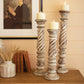 Turned Wood Candle Holders Set Of 3 By Kalalou | Modishstore | Candle Holders