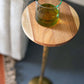 Antique brass cocktail table with acacia wood top By Kalalou-2