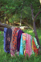 Kalalou Recycled Kantha Throws - Assorted Sizes And Patterns - Set Of 6