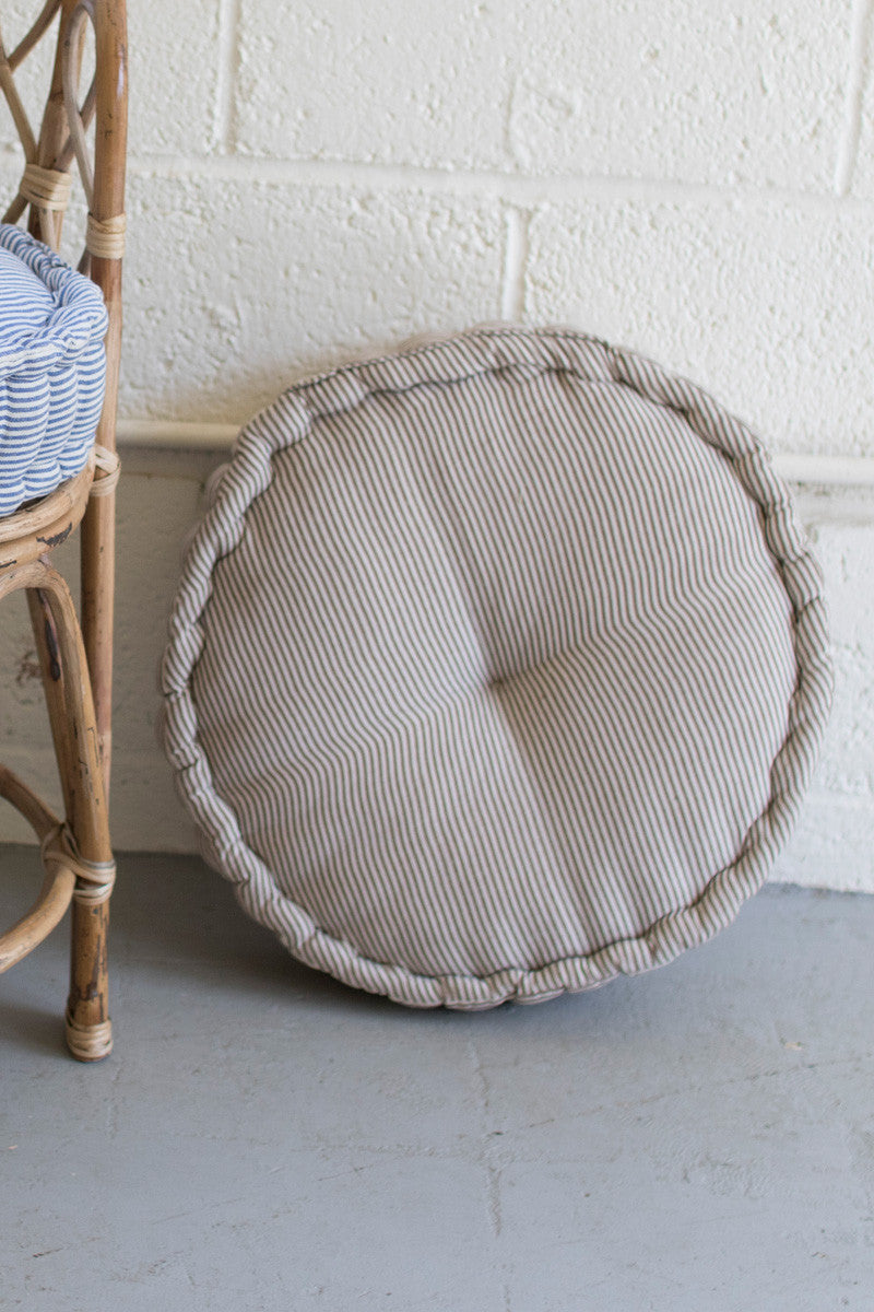 Round Box Cushion - Brown Ticking By Kalalou |  Decorative Pillows | Modishstore | NRV1369