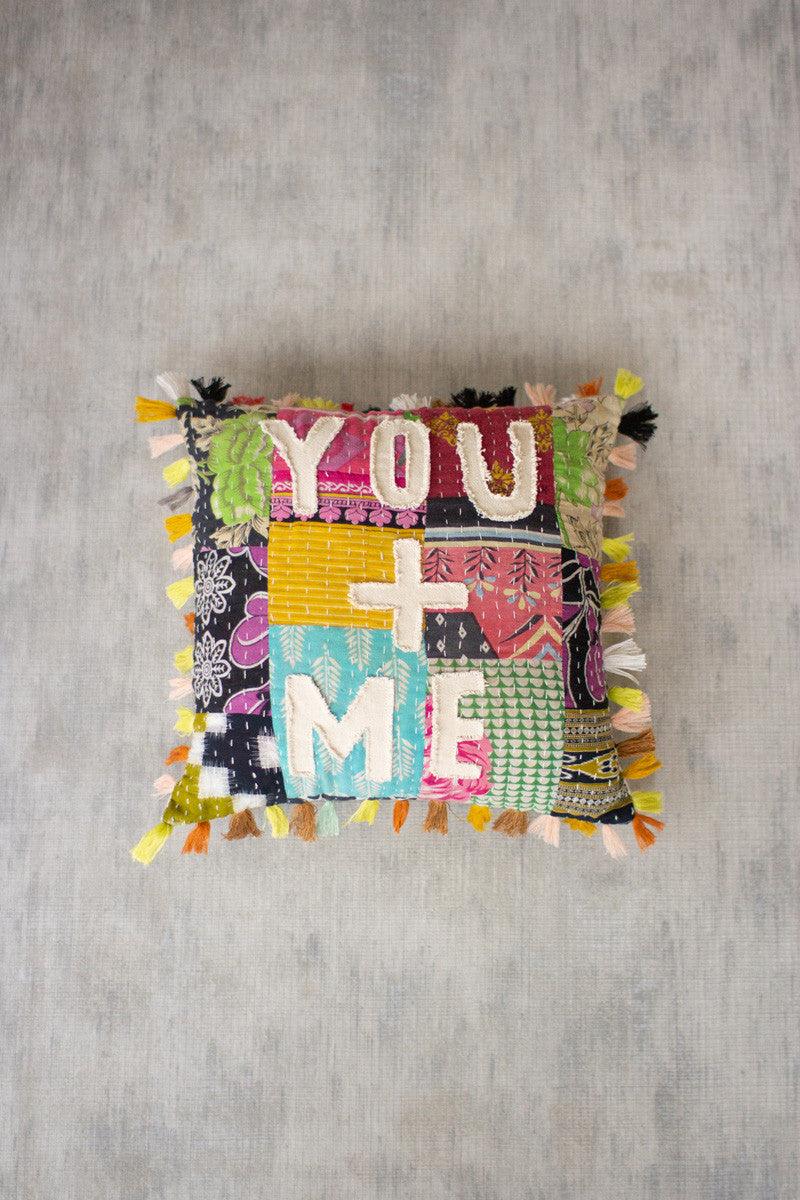 You + Me Kantha Pillow Set Of 2 By Kalalou | Modishstore | Pillows