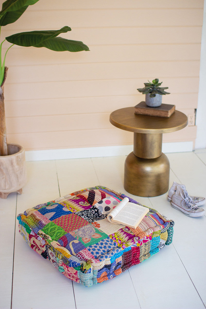 Square kantha floor cushion By Kalalou-2