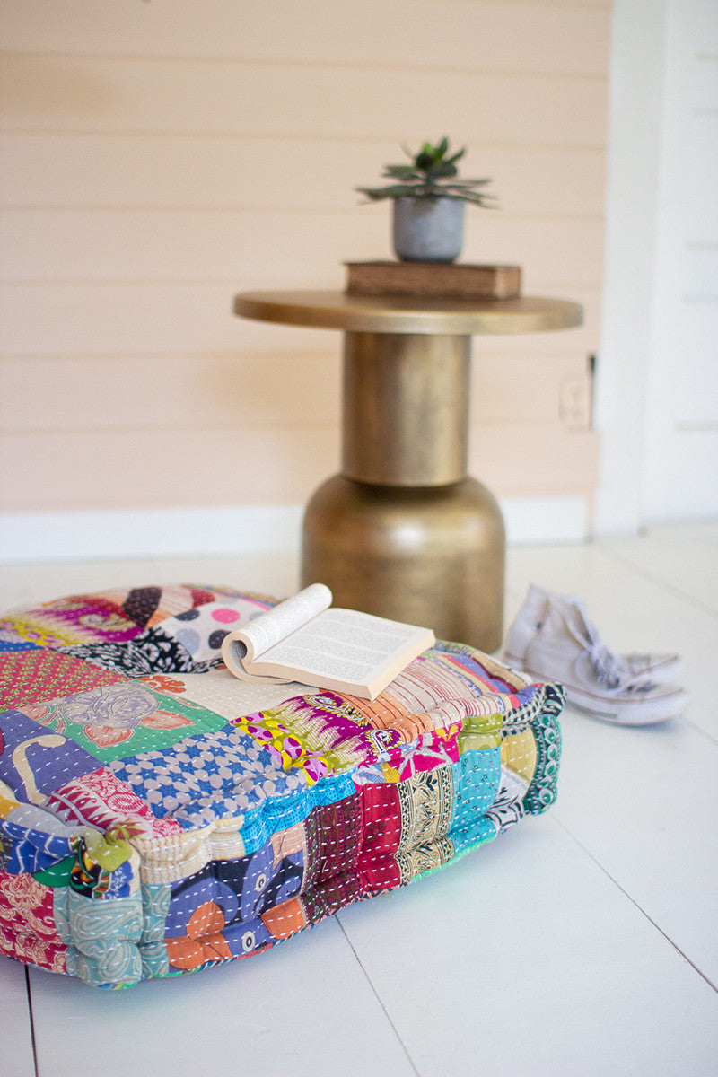 Square kantha floor cushion By Kalalou | Modishstore | Pillows