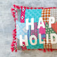 Happy holiday kantha pillow  By Kalalou-2