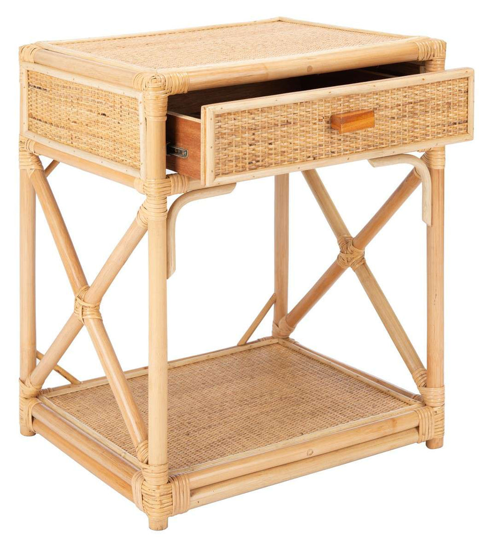 Safavieh Bali 1 Drawer 1 Shelf Nightstand - Natural | Nightstands | Modishstore - 3