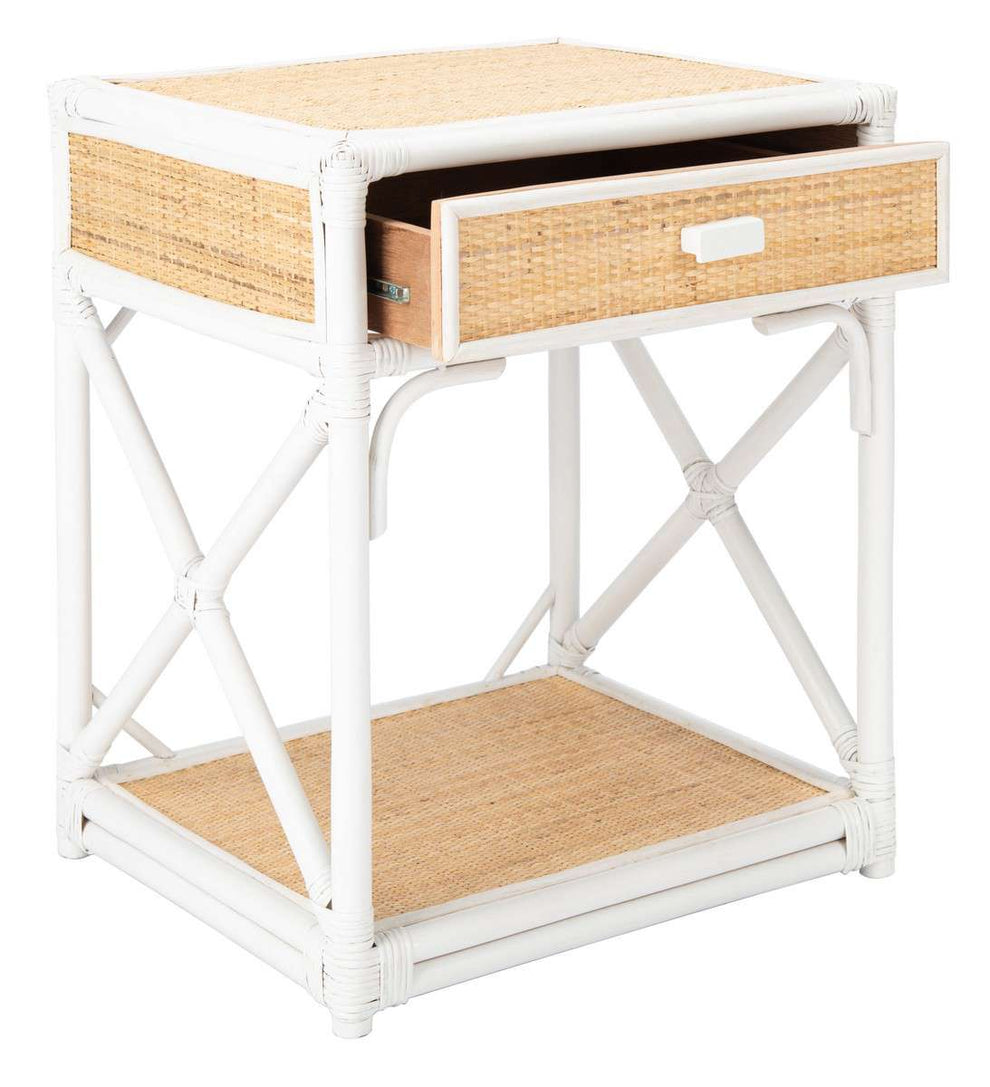 Safavieh Bali 1 Drawer 1 Shelf Nightstand - White | Nightstands | Modishstore - 3