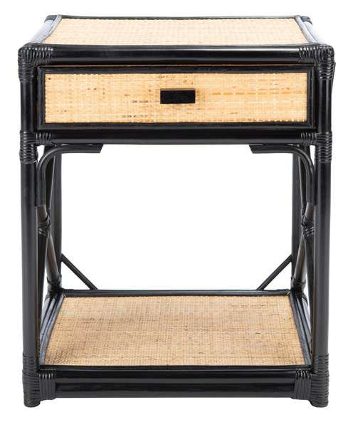 Safavieh Bali 1 Drawer 1 Shelf Nightstand - Black | Nightstands | Modishstore - 2