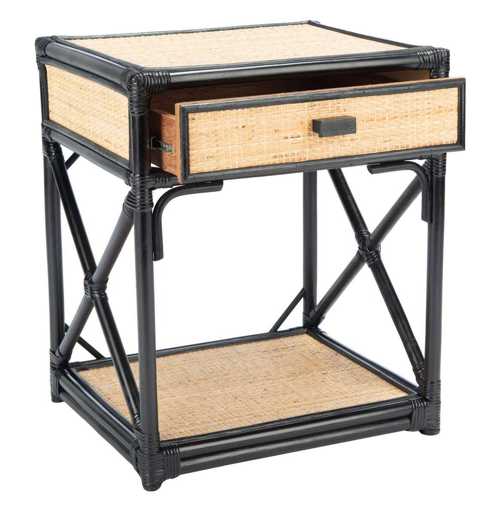 Safavieh Bali 1 Drawer 1 Shelf Nightstand - Black | Nightstands | Modishstore - 3