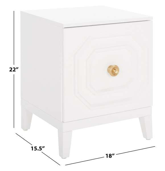 Safavieh Riya 1 Door Nightstand - White | Nightstands | Modishstore - 3