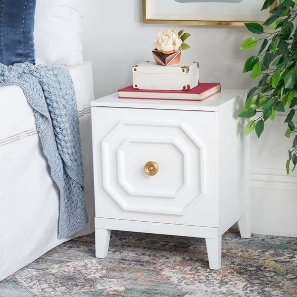 Safavieh Riya 1 Door Nightstand - White | Nightstands | Modishstore - 4
