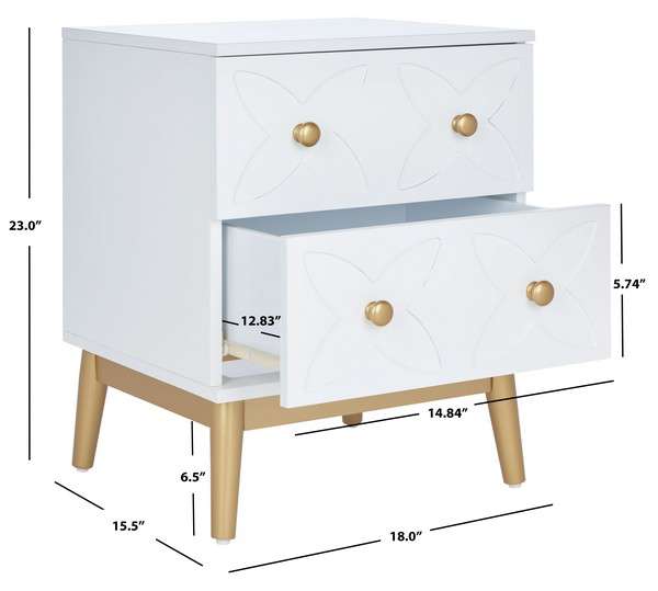 Safavieh Ottoline 2 Drawer Patterned Night Stand - White | Nightstands | Modishstore - 3