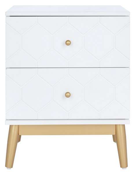 Safavieh Kit 2 Drawer Patterned Night Stand - White | Nightstands | Modishstore