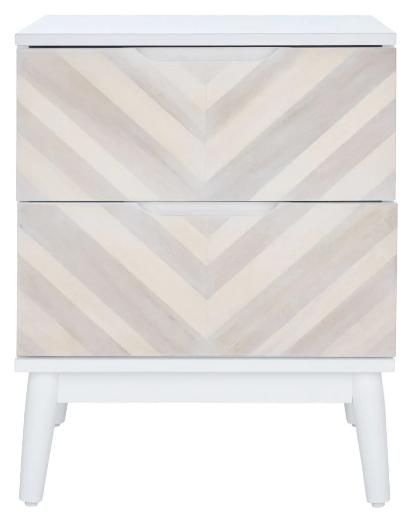 Safavieh Tay 2 Drawer Patterned Night Stand - White Washed | Nightstands | Modishstore - 6