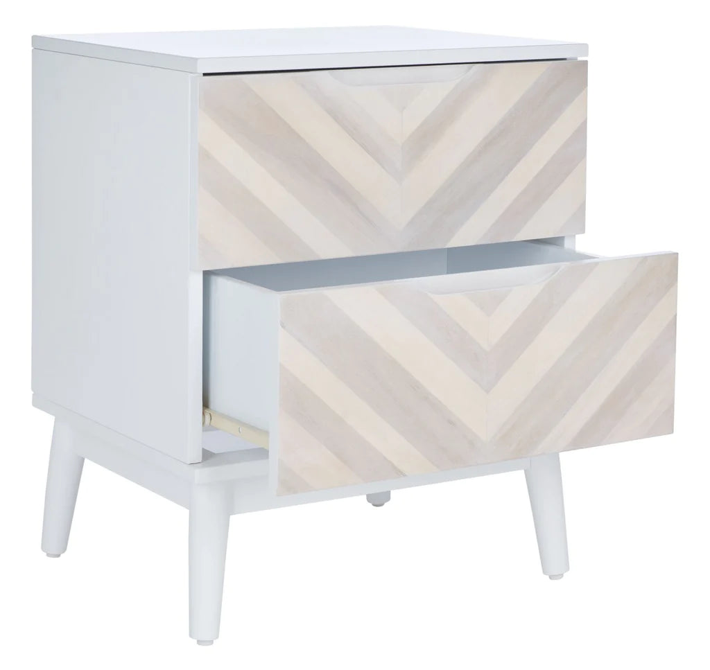 Safavieh Tay 2 Drawer Patterned Night Stand - White Washed | Nightstands | Modishstore - 4
