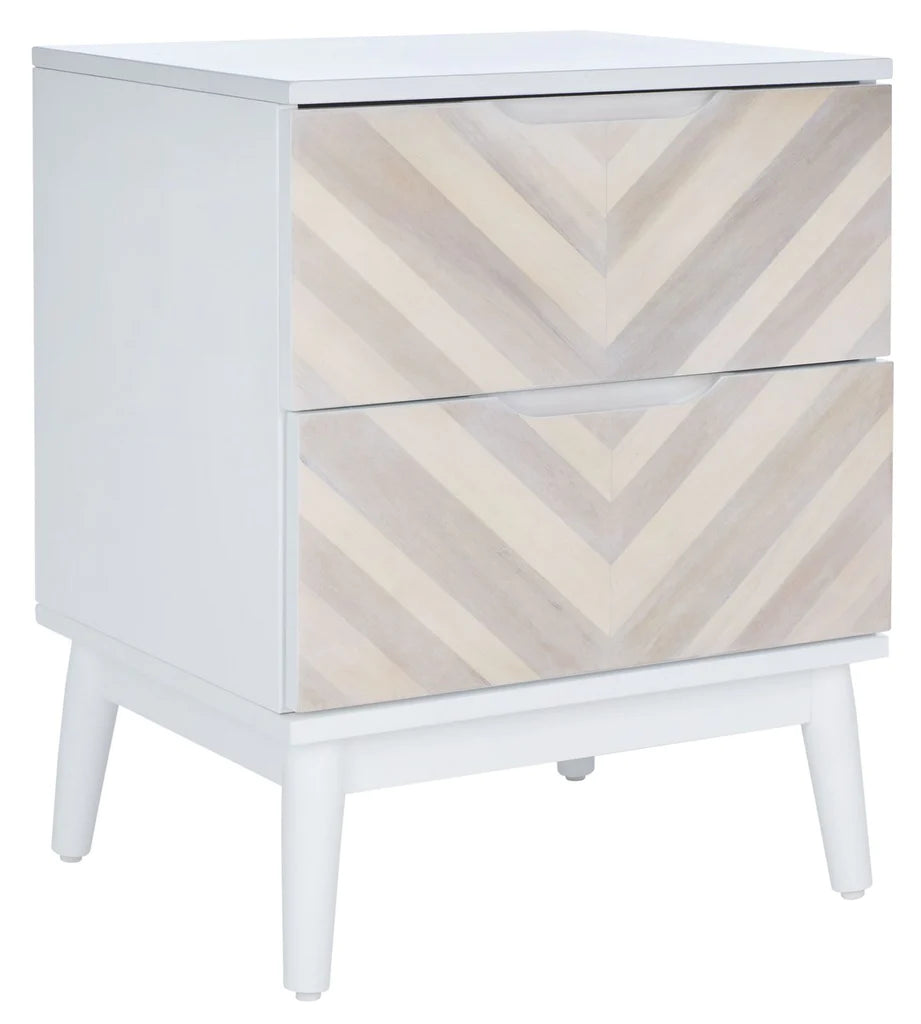 Safavieh Tay 2 Drawer Patterned Night Stand - White Washed | Nightstands | Modishstore - 2