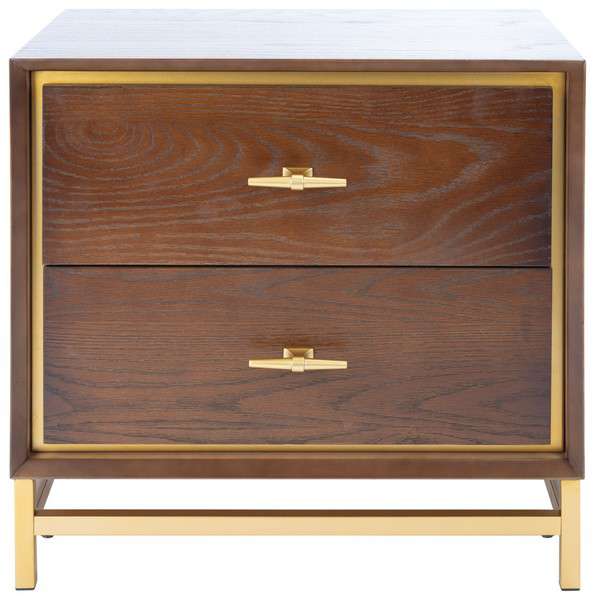 Safavieh Fenno 2 Drawer Nightstand - Walnut | Nightstands | Modishstore - 2