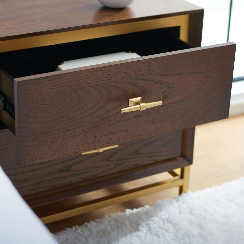 Safavieh Fenno 2 Drawer Nightstand - Walnut | Nightstands | Modishstore - 4