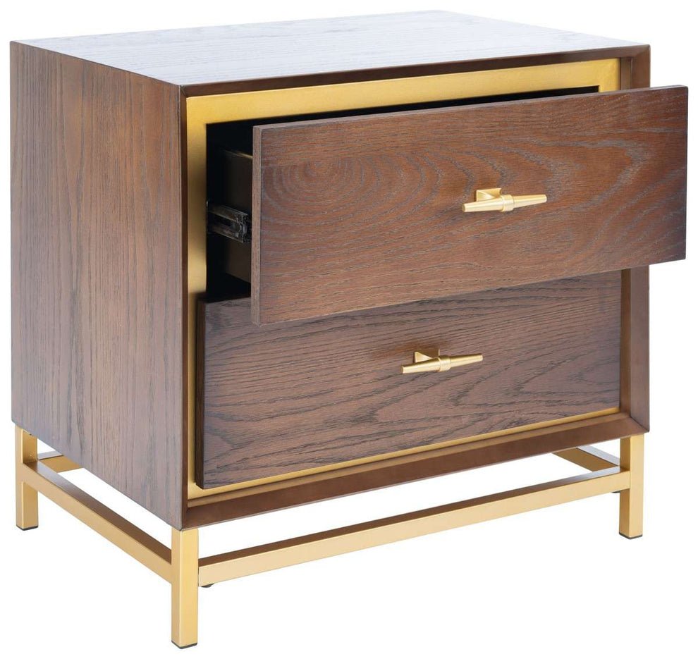 Safavieh Fenno 2 Drawer Nightstand - Walnut | Nightstands | Modishstore - 3