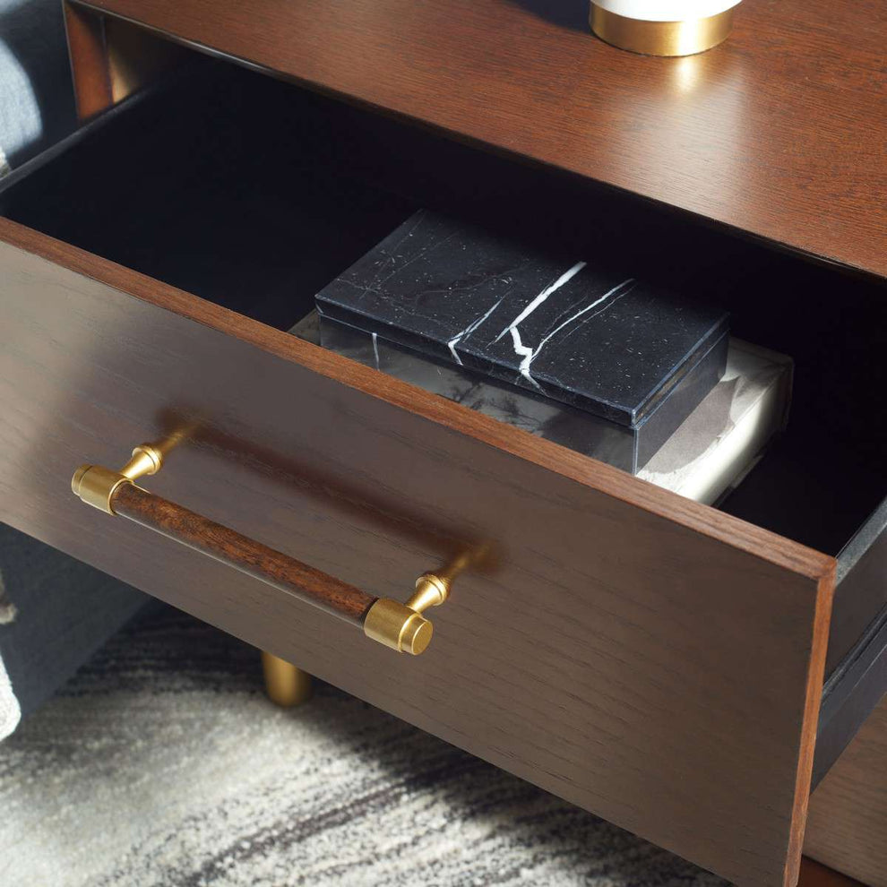 Safavieh Justice 2 Drawer Nightstand - Walnut | Nightstands | Modishstore - 4
