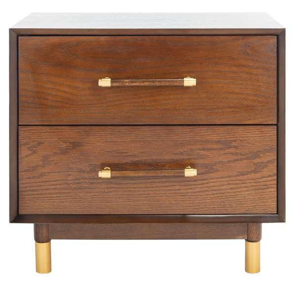 Safavieh Justice 2 Drawer Nightstand - Walnut | Nightstands | Modishstore - 2
