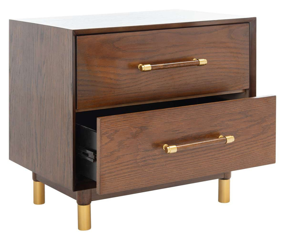 Safavieh Justice 2 Drawer Nightstand - Walnut | Nightstands | Modishstore - 3