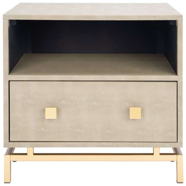 Safavieh Meilana 1 Shelf 1 Drawer Nightstand - Light Taupe | Nightstands | Modishstore