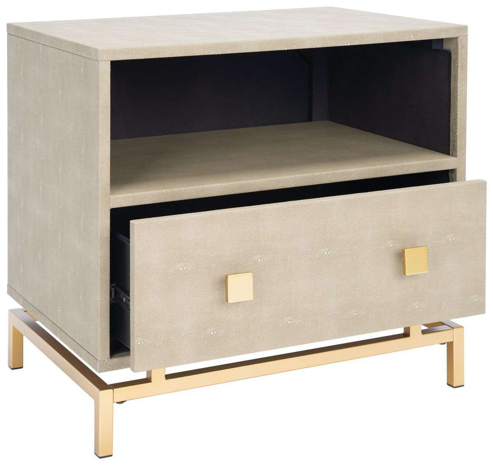 Safavieh Meilana 1 Shelf 1 Drawer Nightstand - Light Taupe | Nightstands | Modishstore - 2