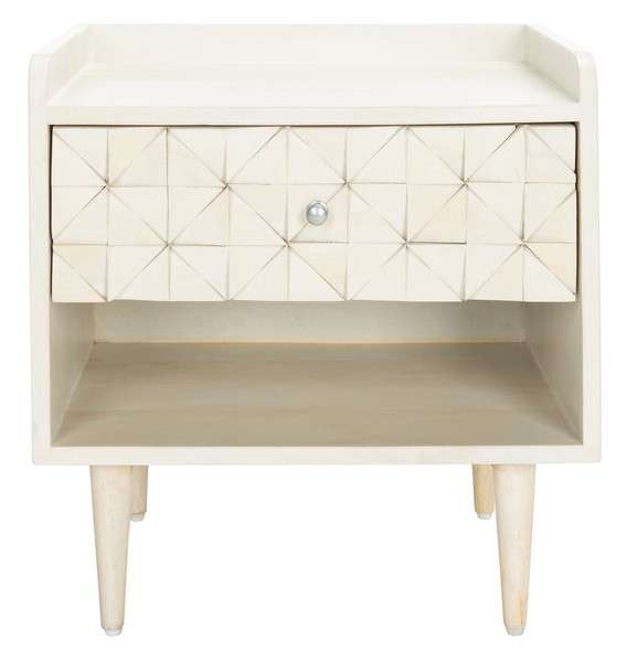 Safavieh Zinnia Nightstand - White Wash With Silver | Nightstands | Modishstore - 2