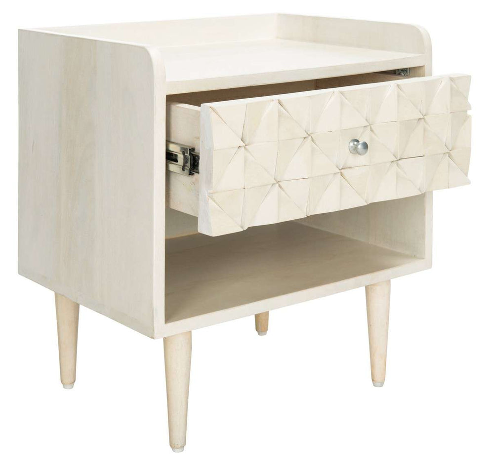 Safavieh Zinnia Nightstand - White Wash With Silver | Nightstands | Modishstore - 3