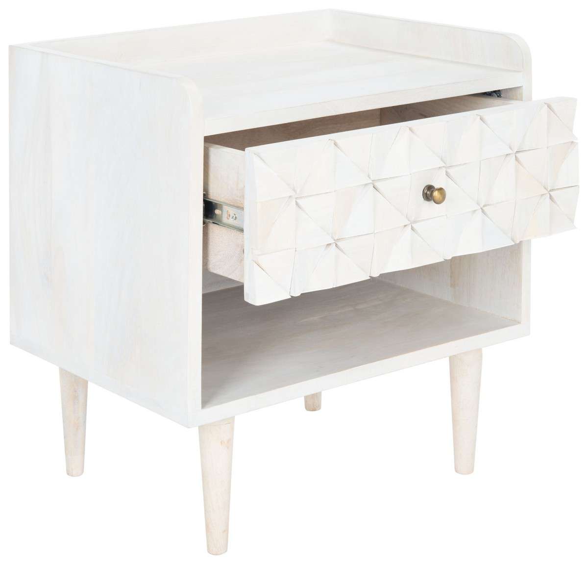 Safavieh Zinnia Nightstand - White Wash With Brass | Nightstands | Modishstore - 3