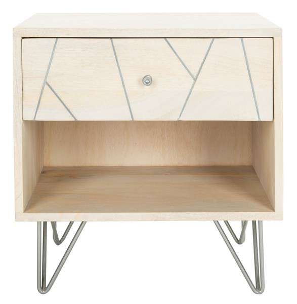 Safavieh Marigold Nightstand - White Wash With Silver | Nightstands | Modishstore - 2