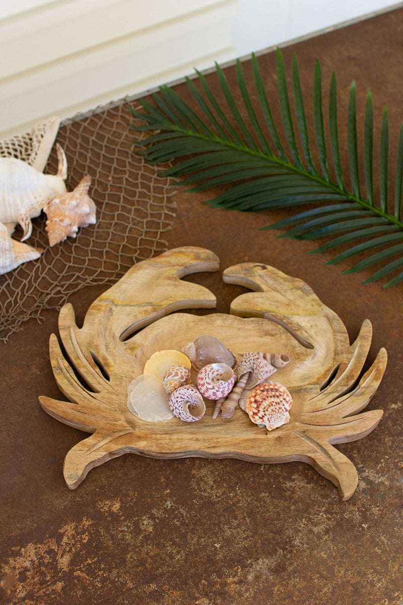 Carved Wooden Crab Platter By Kalalou | Decorative Trays & Dishes | Modishstore | NTBM1017