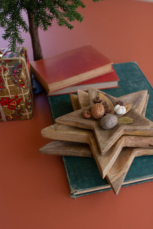 Mango Wood Star Trays Set Of 3 By Kalalou | Decorative Trays & Dishes |  Modishstore 