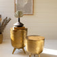 Antique Brass  Aluminium Drum Tables Set Of 2 By Kalalou | Side Tables |  Modishstore  - 3