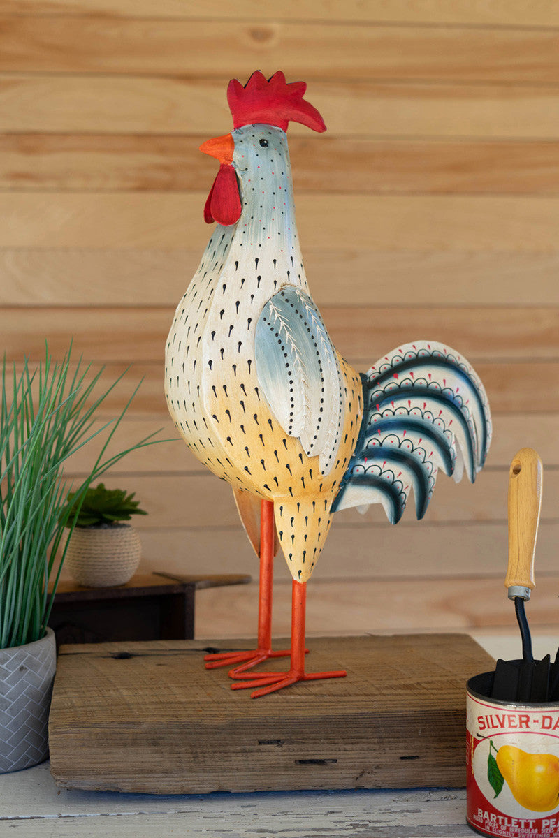Painted Iron Rooster By Kalalou | Animals & Pets | Modishstore