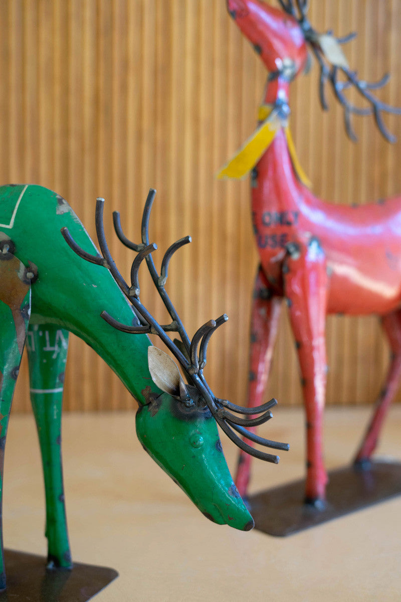 Set Of Two Recycled Metal Deer - One Each Color By Kalalou | Animals & Pets | Modishstore - 2