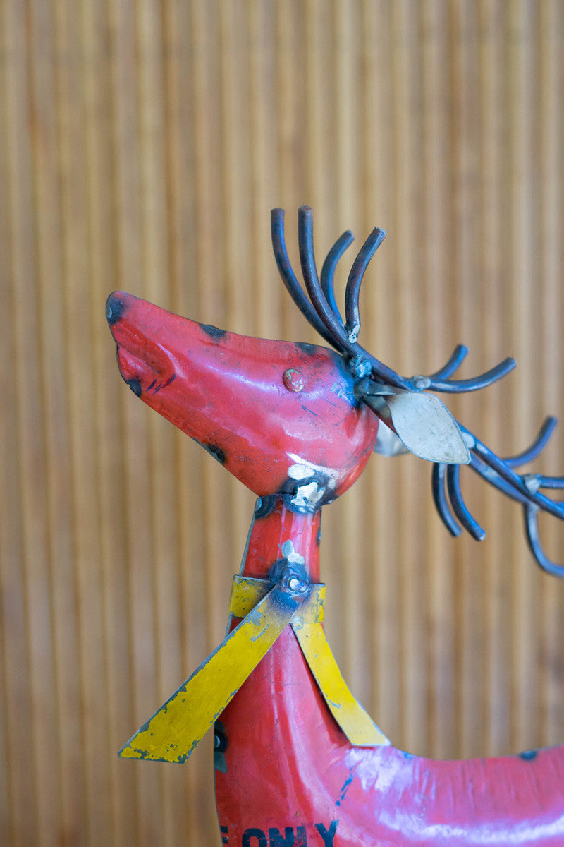 Set Of Two Recycled Metal Deer - One Each Color By Kalalou | Animals & Pets | Modishstore - 3