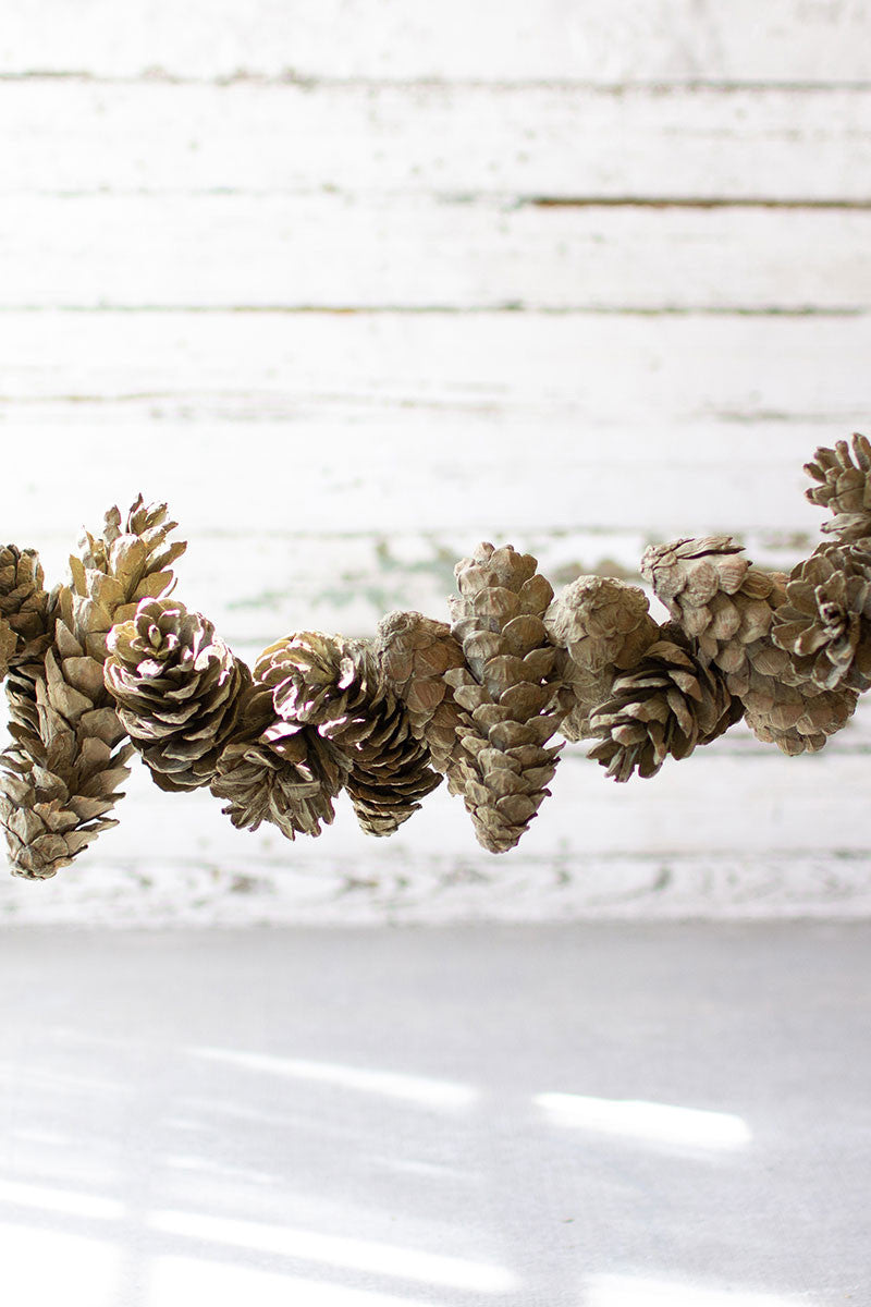 Frosted Sage Pinecone Garland - S/6 by Kalalou-2