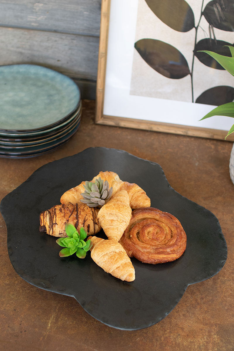 Black lime with rustic edge lazy susan By Kalalou-3
