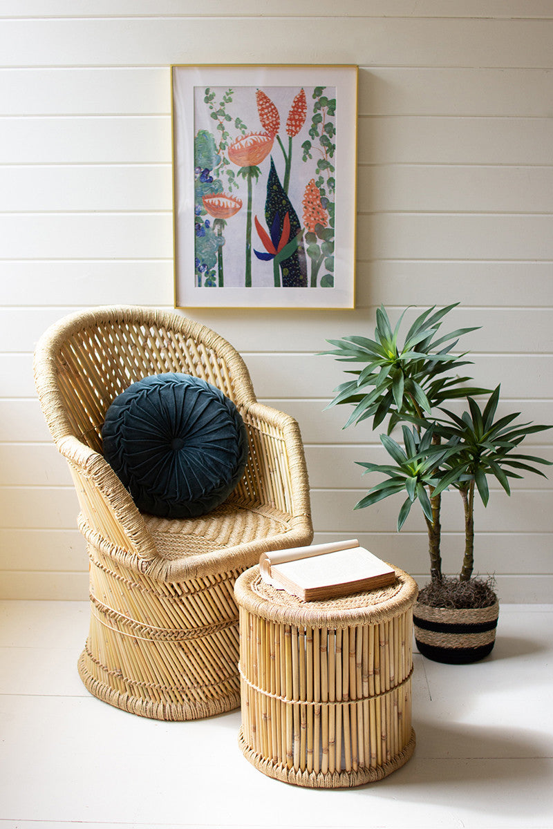 Round Bamboo Stool With Natural Rope Top By Kalalou-5