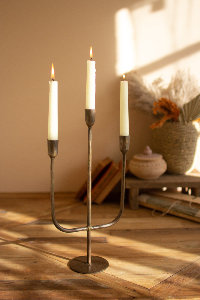 Three Tiered Antique Brass Taper Candelabra | Candle Holders |  Modishstore 
